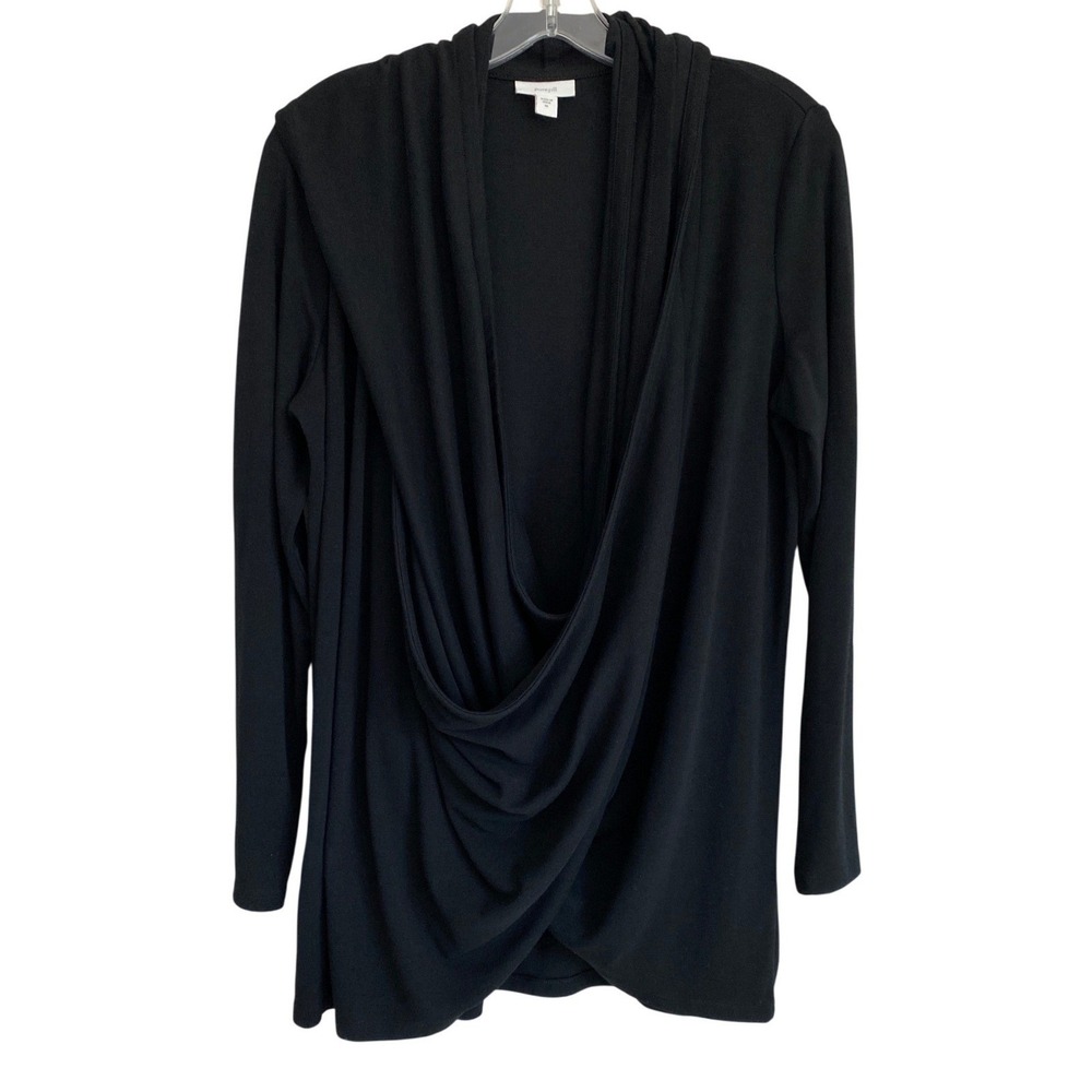 Pure Jill J. Jill Women Black Wrap Scarf Top Long Sleeve Jersey Knit M KJT174661